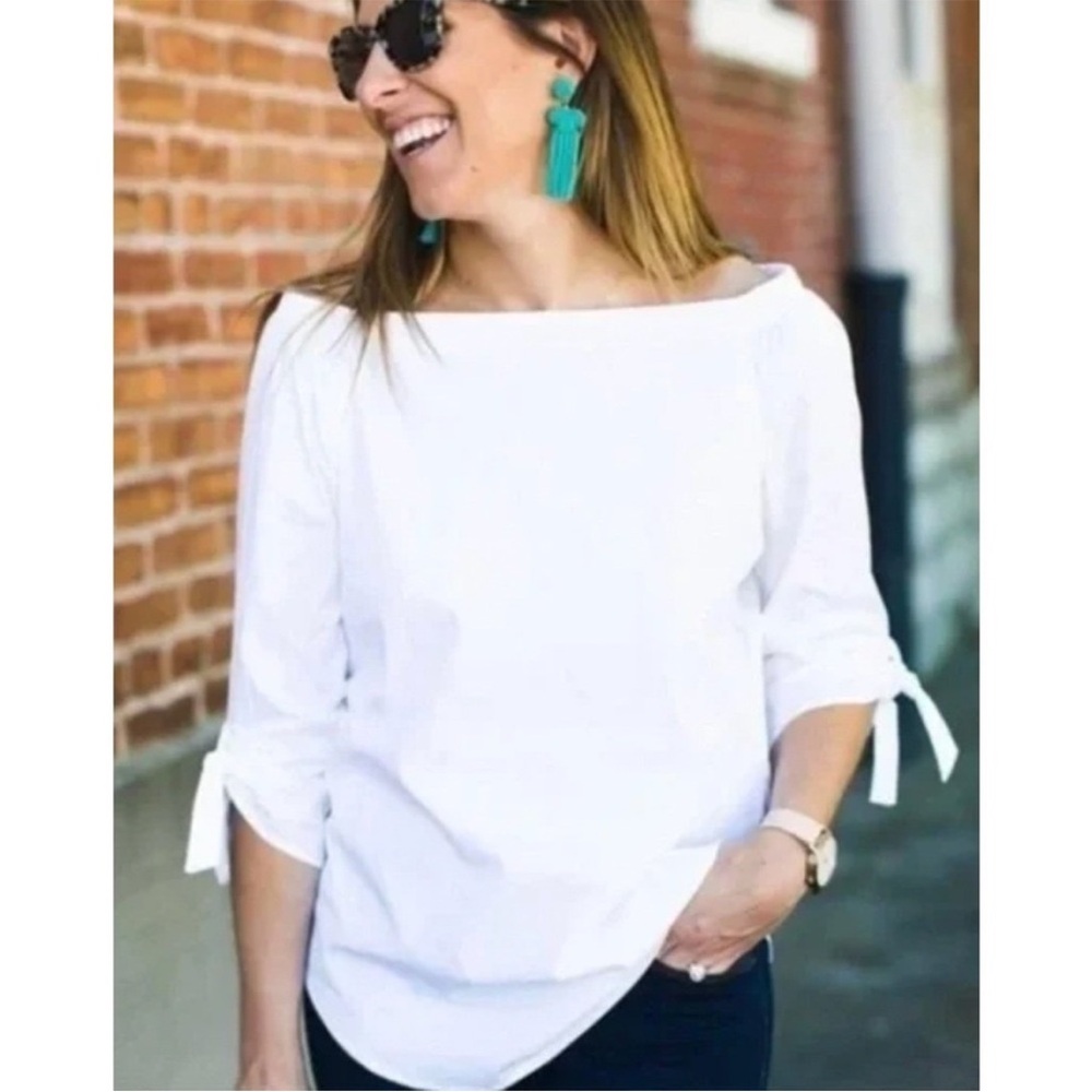 J. McLaughlin Natasha Off The Shoulder Blouse Sz Small Oversized White